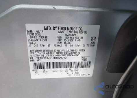 2017 Ford Edge Sel z USA, uszkodzony, nr VIN 2FMPK3J91HBC20762